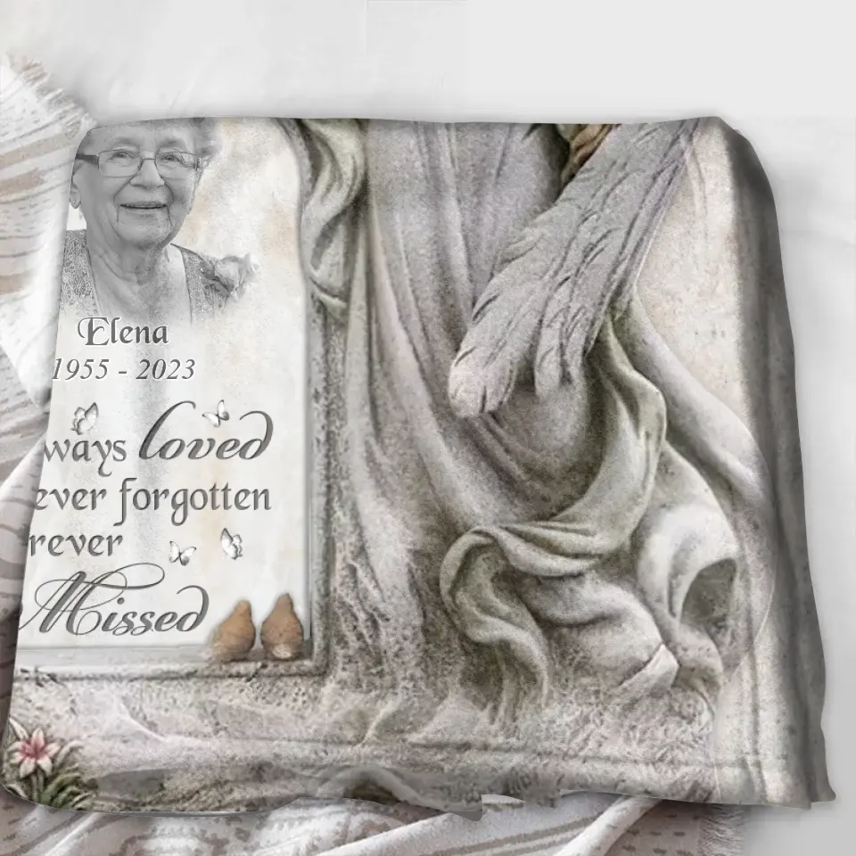 Personalized Memorial Photo Quilt/Fleece Throw Blanket - Memorial Gift Idea for Family - Always Loved Never Forgotten Forever Missed