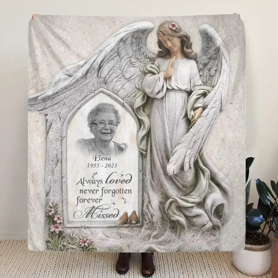 Personalized Memorial Photo Quilt/Fleece Throw Blanket - Memorial Gift Idea for Family - Always Loved Never Forgotten Forever Missed