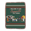 Personalized Camping Fringe Blanket - Gift Idea For Family/Camping Lovers/Pet Lovers - Up to 3 Kids, 3 Pets - Welcome To Our Campsite