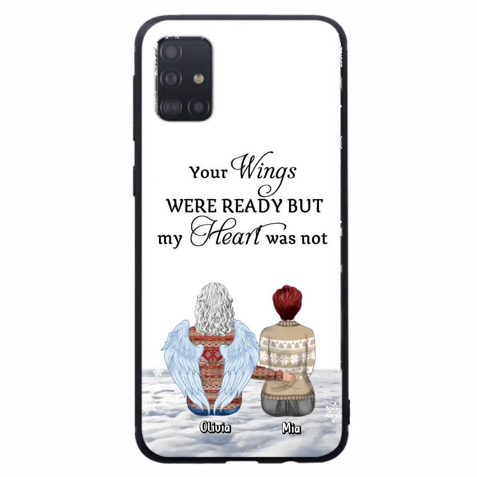 Personalized Memorial Phone Case - Up to 5 People - Gift Idea For Family - Your Wings Were Ready But My Heart Was Not - Case For iPhone/Samsung