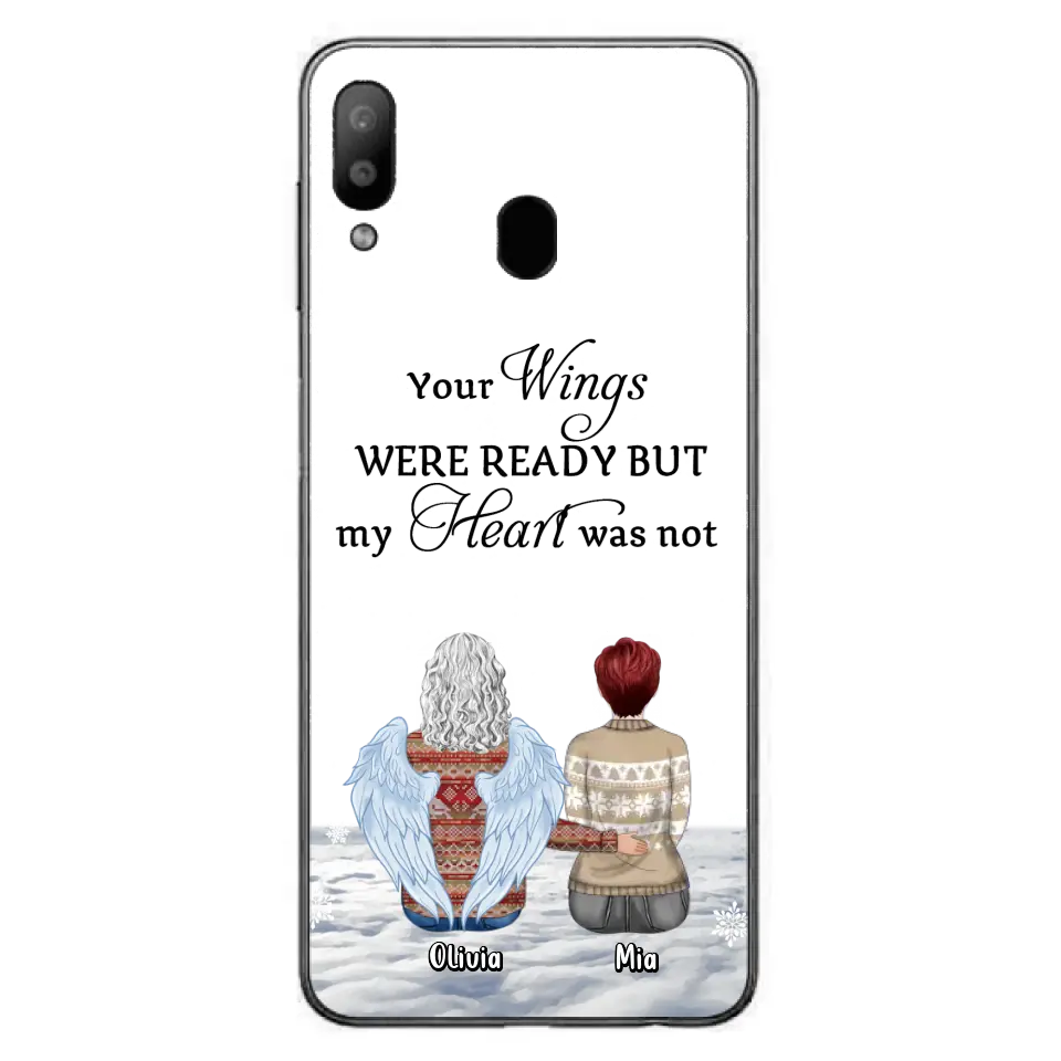 Personalized Memorial Phone Case - Up to 5 People - Gift Idea For Family - Your Wings Were Ready But My Heart Was Not - Case For iPhone/Samsung