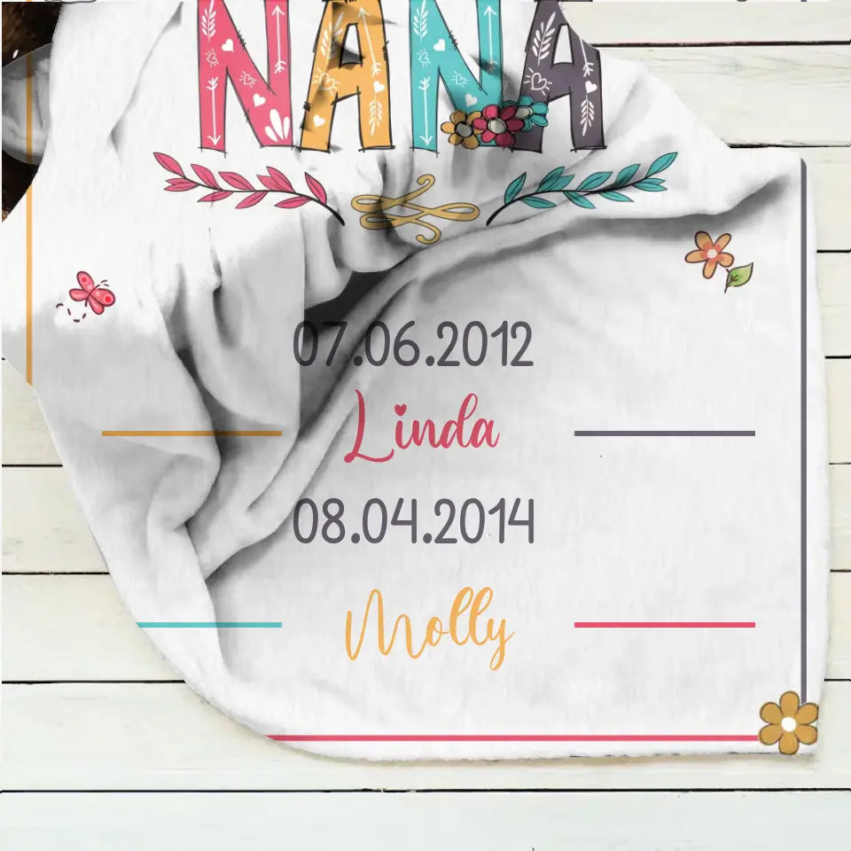 Personalized Grandma Quilt/Fleece Throw Blanket - Gift Idea For Grandma - Up to 6 Grandkids -  My Greatest Blessings Call Me Nana