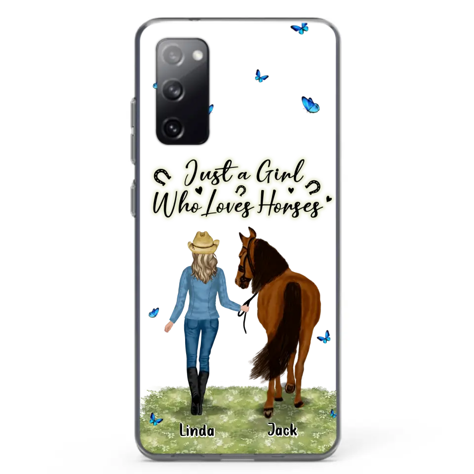 Personalized Horse Girl Phone Case - Up to 6 Horses - Gift Idea for Horse Lovers - Just A Girl Who Loves Horses - Case for iPhone/Samsung