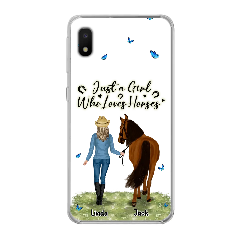 Personalized Horse Girl Phone Case - Up to 6 Horses - Gift Idea for Horse Lovers - Just A Girl Who Loves Horses - Case for iPhone/Samsung