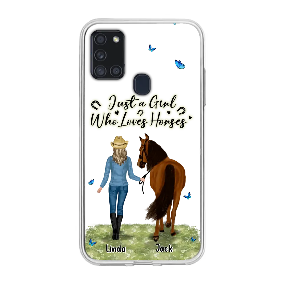 Personalized Horse Girl Phone Case - Up to 6 Horses - Gift Idea for Horse Lovers - Just A Girl Who Loves Horses - Case for iPhone/Samsung