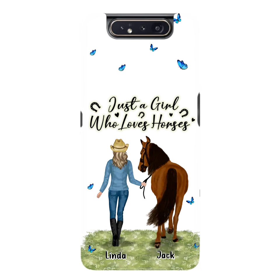 Personalized Horse Girl Phone Case - Up to 6 Horses - Gift Idea for Horse Lovers - Just A Girl Who Loves Horses - Case for iPhone/Samsung
