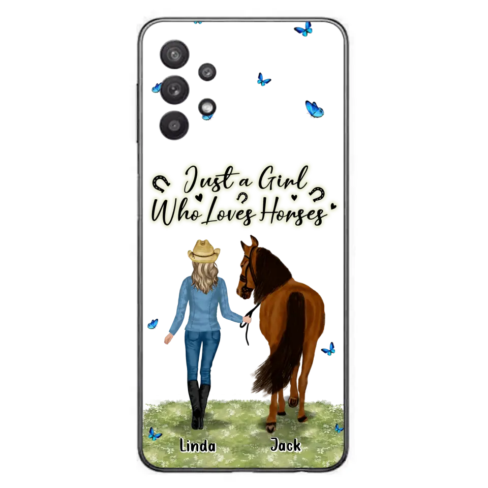 Personalized Horse Girl Phone Case - Up to 6 Horses - Gift Idea for Horse Lovers - Just A Girl Who Loves Horses - Case for iPhone/Samsung