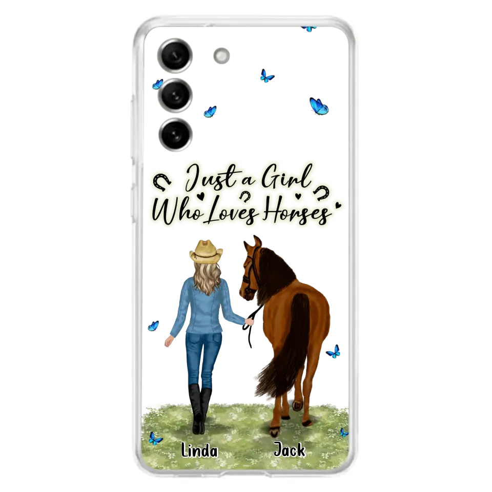 Personalized Horse Girl Phone Case - Up to 6 Horses - Gift Idea for Horse Lovers - Just A Girl Who Loves Horses - Case for iPhone/Samsung