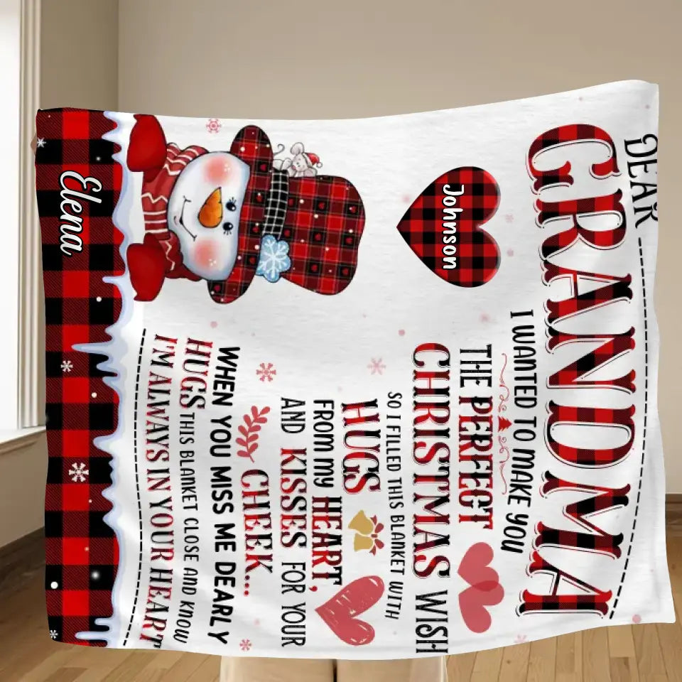 Personalized Grandma Quilt/Fleece Throw Blanket - Gift Idea For Grandma - Up to 4 Grandkids - I'm Always In Your Heart