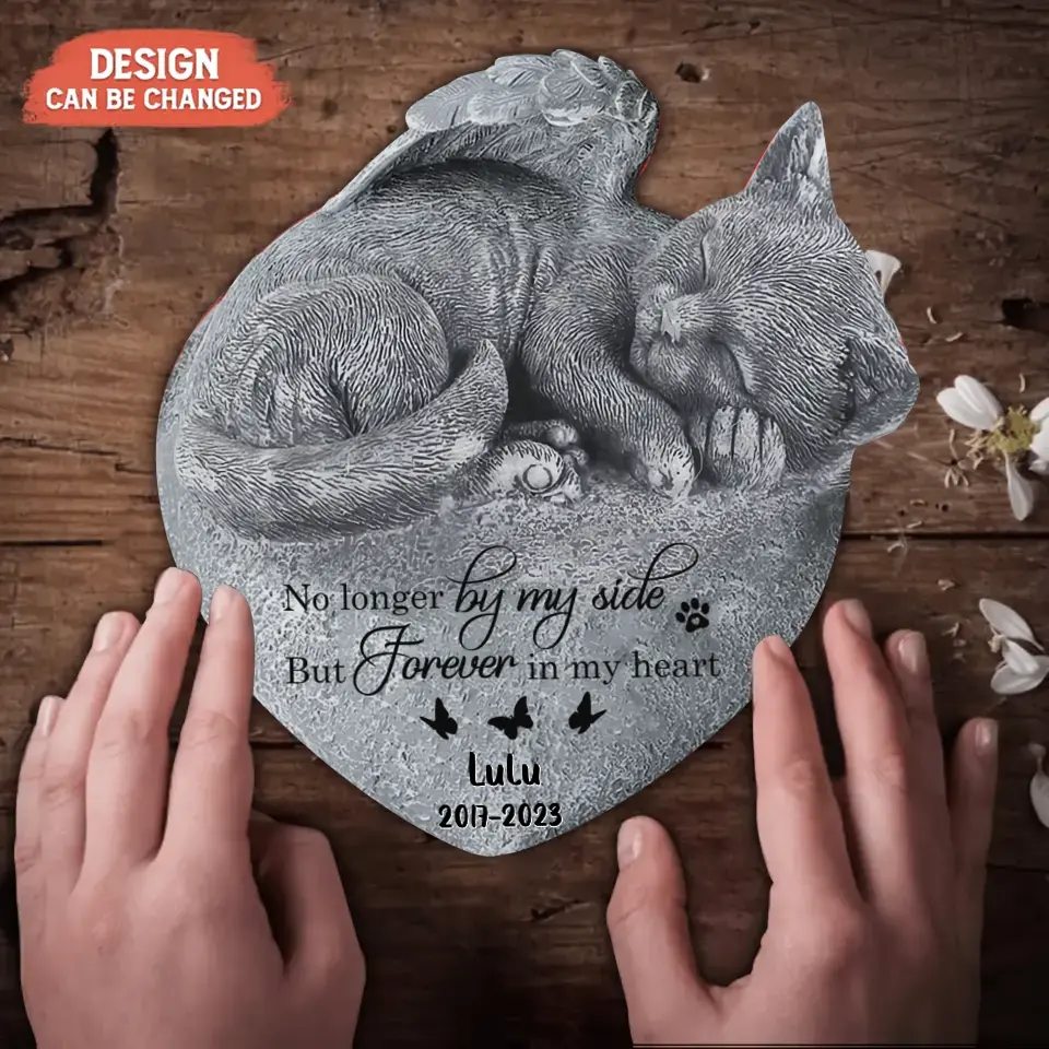 Personalized Memorial Angel Cat Sleeping Acrylic Plaque - Memorial Gift Idea For Cat Lover - No Longer By My Side But Forever In My Heart