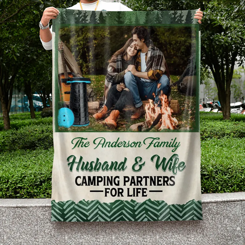 Personalized Photos Camping Garden Flag - Gift For Camping Lovers - Husband And Wife Camping Partners For Life