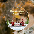 Personalized Family & Pet Circle Acrylic Ornament - Up to 2 Kids, 4 Pets - Christmas Gift Idea For Family/Pet Lovers - Merry Christmas 2026