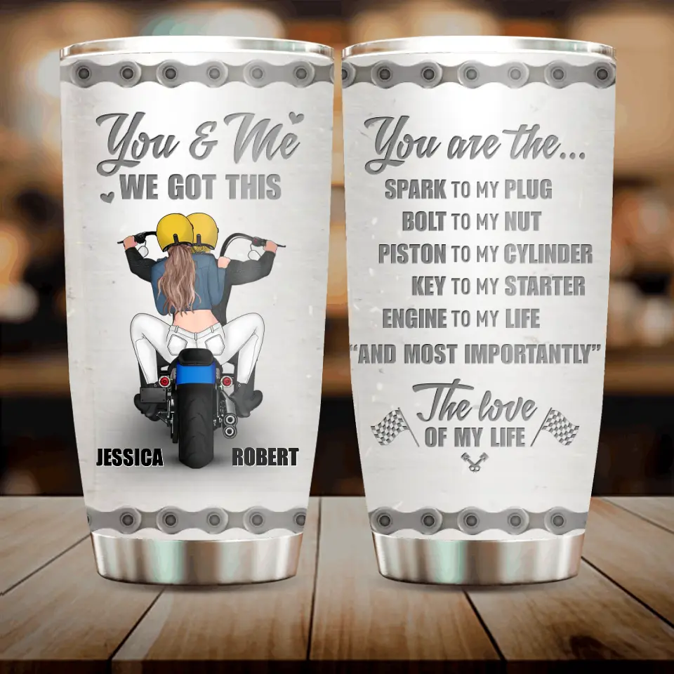 Personalized Couple Riding Tumbler - Gift Idea For Couple - You Are The Spark To My Plug