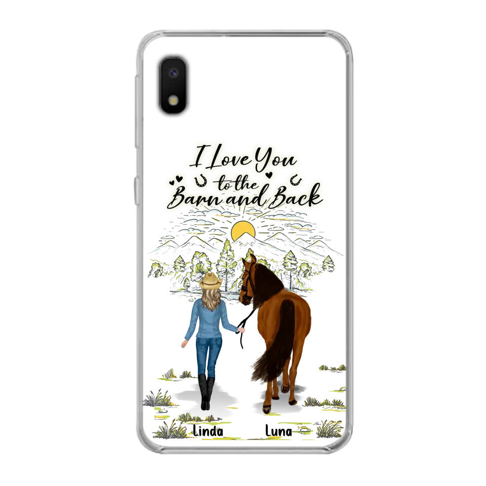 Personalized Horse Girl Phone Case - Up to 6 Horses - Gift Idea for Horse Lovers - I Love You To The Barn & Back - Case for iPhone/Samsung