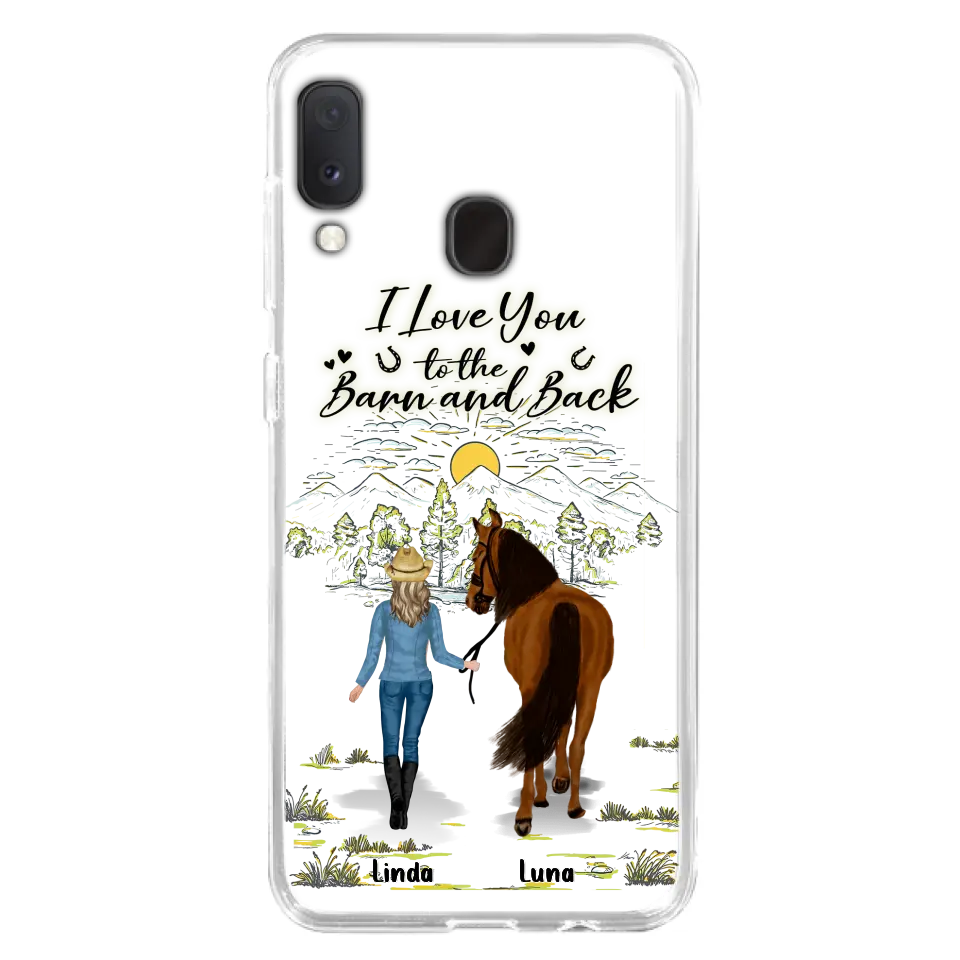 Personalized Horse Girl Phone Case - Up to 6 Horses - Gift Idea for Horse Lovers - I Love You To The Barn & Back - Case for iPhone/Samsung