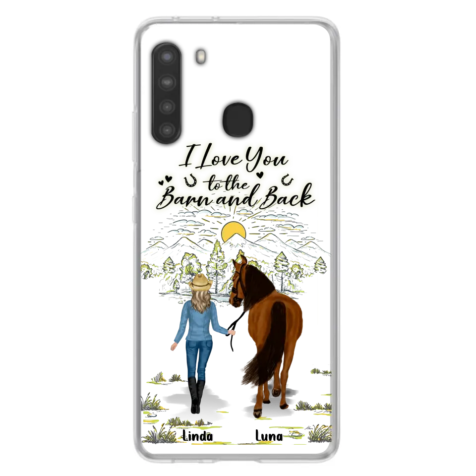 Personalized Horse Girl Phone Case - Up to 6 Horses - Gift Idea for Horse Lovers - I Love You To The Barn & Back - Case for iPhone/Samsung