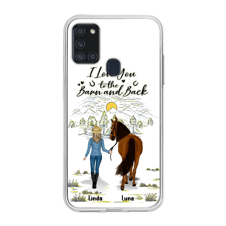 Personalized Horse Girl Phone Case - Up to 6 Horses - Gift Idea for Horse Lovers - I Love You To The Barn & Back - Case for iPhone/Samsung