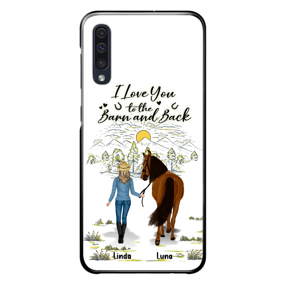 Personalized Horse Girl Phone Case - Up to 6 Horses - Gift Idea for Horse Lovers - I Love You To The Barn & Back - Case for iPhone/Samsung