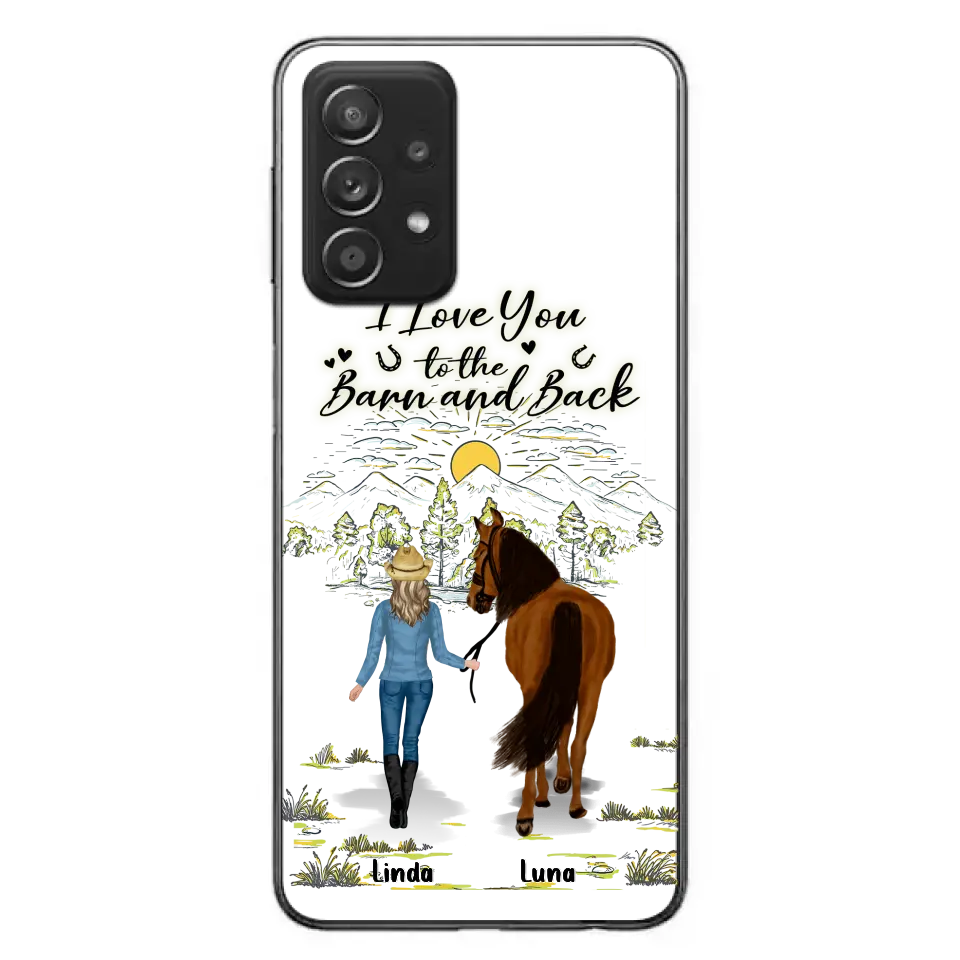 Personalized Horse Girl Phone Case - Up to 6 Horses - Gift Idea for Horse Lovers - I Love You To The Barn & Back - Case for iPhone/Samsung