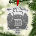 Personalized Memorial Aluminum Ornament - Memorial Gift Idea For Christmas/Truck Driver - Your First Christmas In Heaven