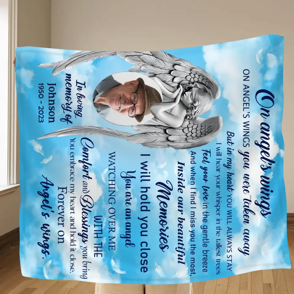Personalized Memorial Fleece Throw Blanket & Quilt - Upload Photo - Memorial Gift Idea For Family Member - In My Heart You Will Always Stay