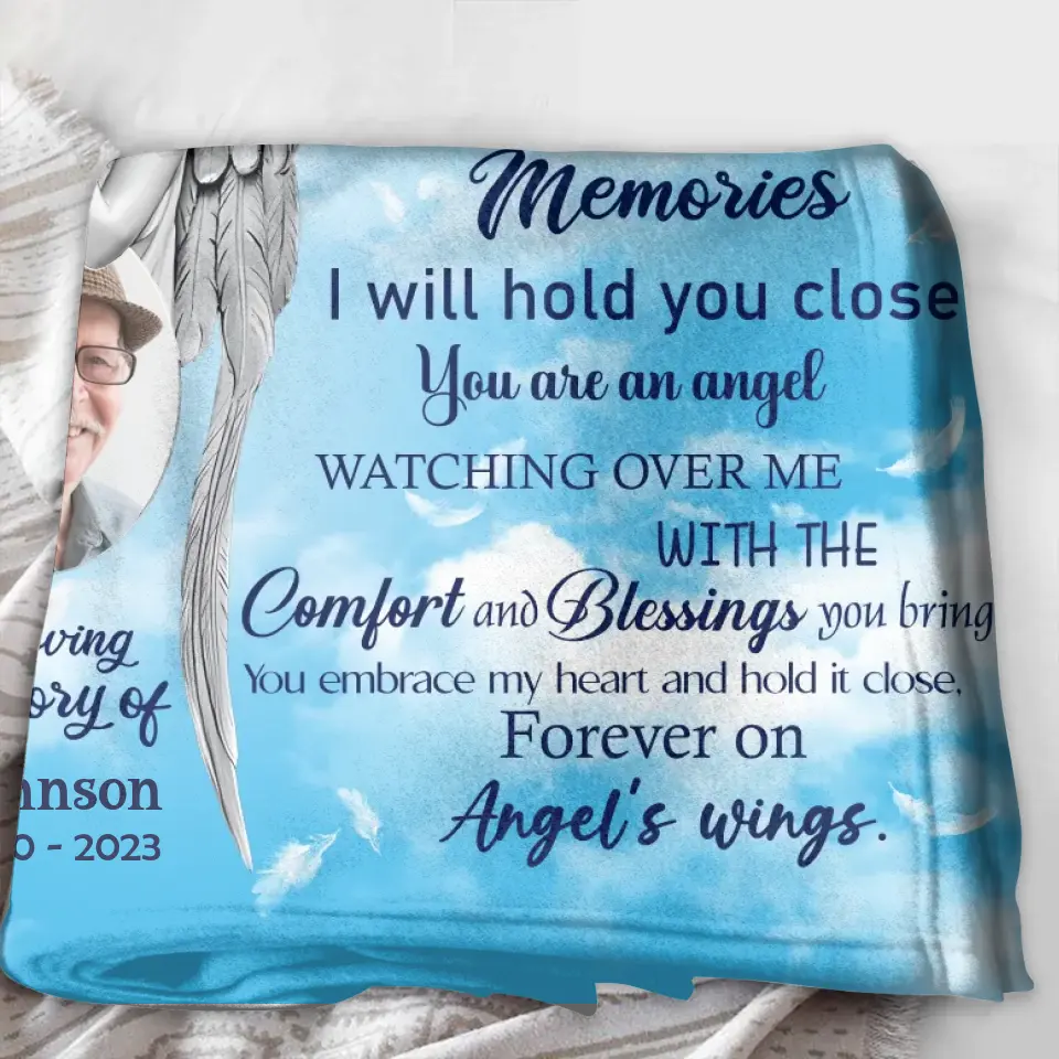 Personalized Memorial Fleece Throw Blanket & Quilt - Upload Photo - Memorial Gift Idea For Family Member - In My Heart You Will Always Stay
