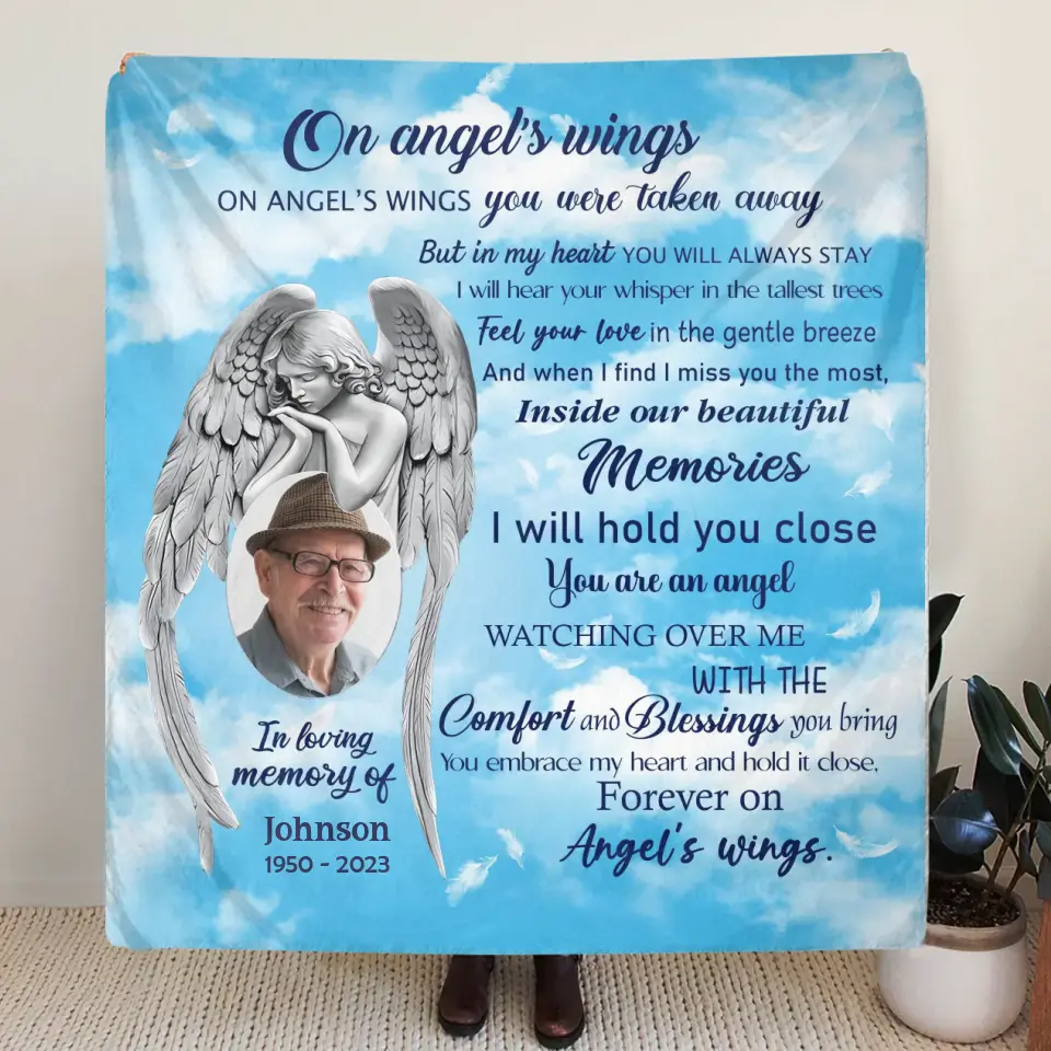 Personalized Memorial Fleece Throw Blanket & Quilt - Upload Photo - Memorial Gift Idea For Family Member - In My Heart You Will Always Stay