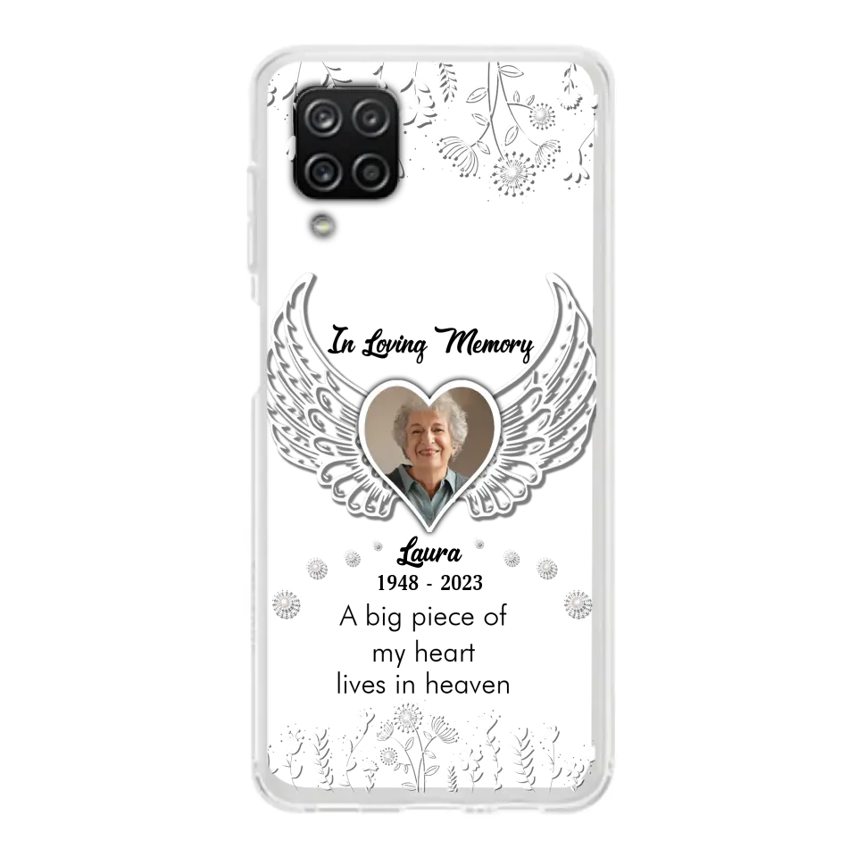 Personalized Memorial Phone Case - Upload Photo - Memorial Gift Idea For Family Member - A Big Piece Of My Heart Lives In Heaven - Case For iPhone/Samsung