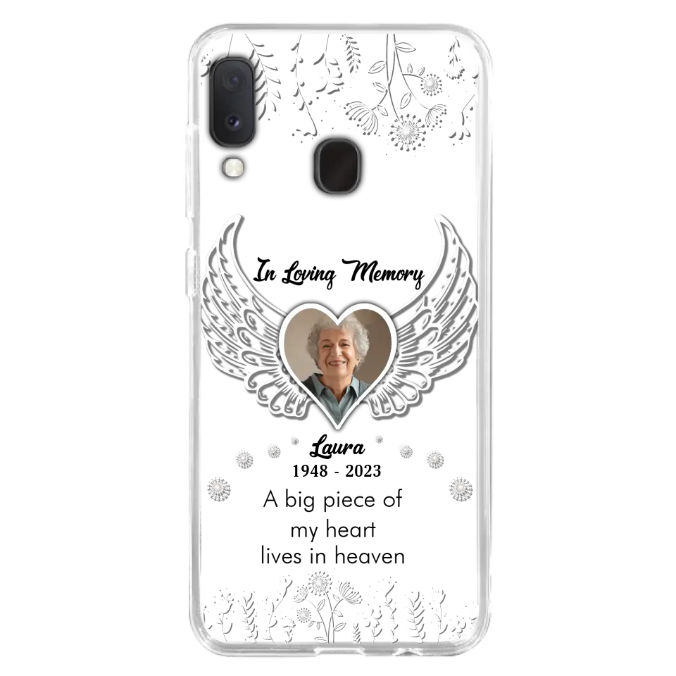 Personalized Memorial Phone Case - Upload Photo - Memorial Gift Idea For Family Member - A Big Piece Of My Heart Lives In Heaven - Case For iPhone/Samsung