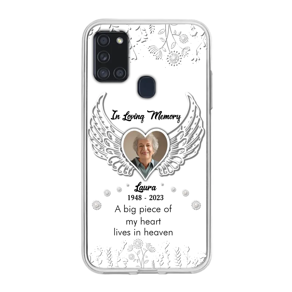 Personalized Memorial Phone Case - Upload Photo - Memorial Gift Idea For Family Member - A Big Piece Of My Heart Lives In Heaven - Case For iPhone/Samsung