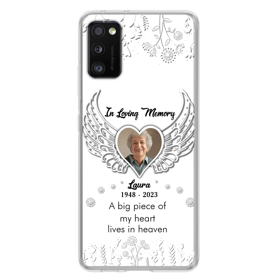 Personalized Memorial Phone Case - Upload Photo - Memorial Gift Idea For Family Member - A Big Piece Of My Heart Lives In Heaven - Case For iPhone/Samsung