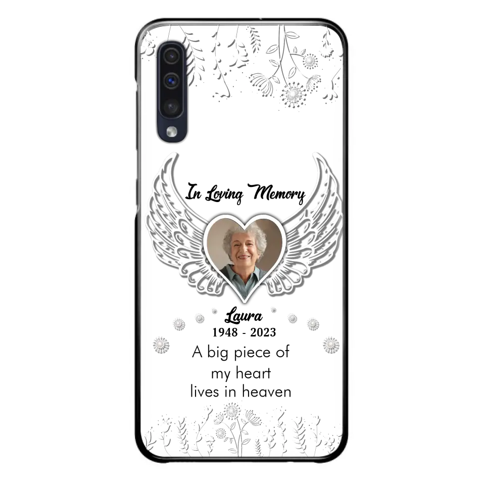 Personalized Memorial Phone Case - Upload Photo - Memorial Gift Idea For Family Member - A Big Piece Of My Heart Lives In Heaven - Case For iPhone/Samsung