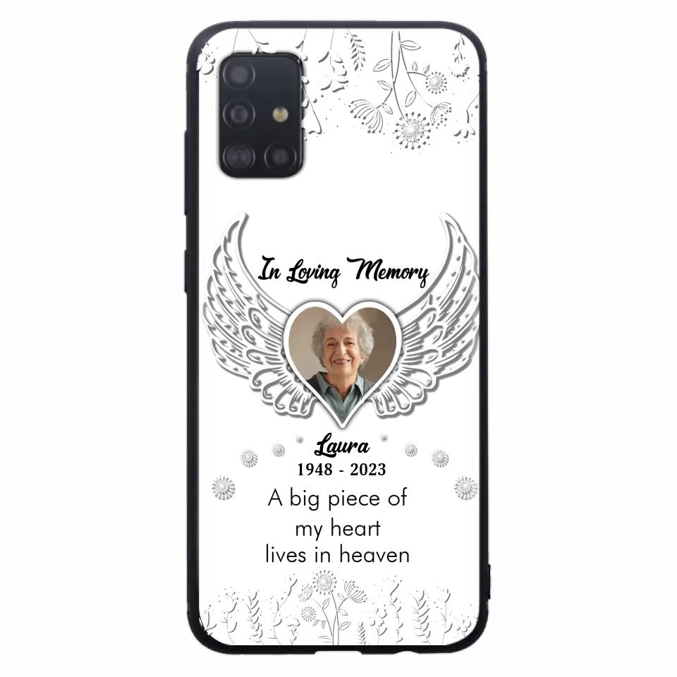 Personalized Memorial Phone Case - Upload Photo - Memorial Gift Idea For Family Member - A Big Piece Of My Heart Lives In Heaven - Case For iPhone/Samsung