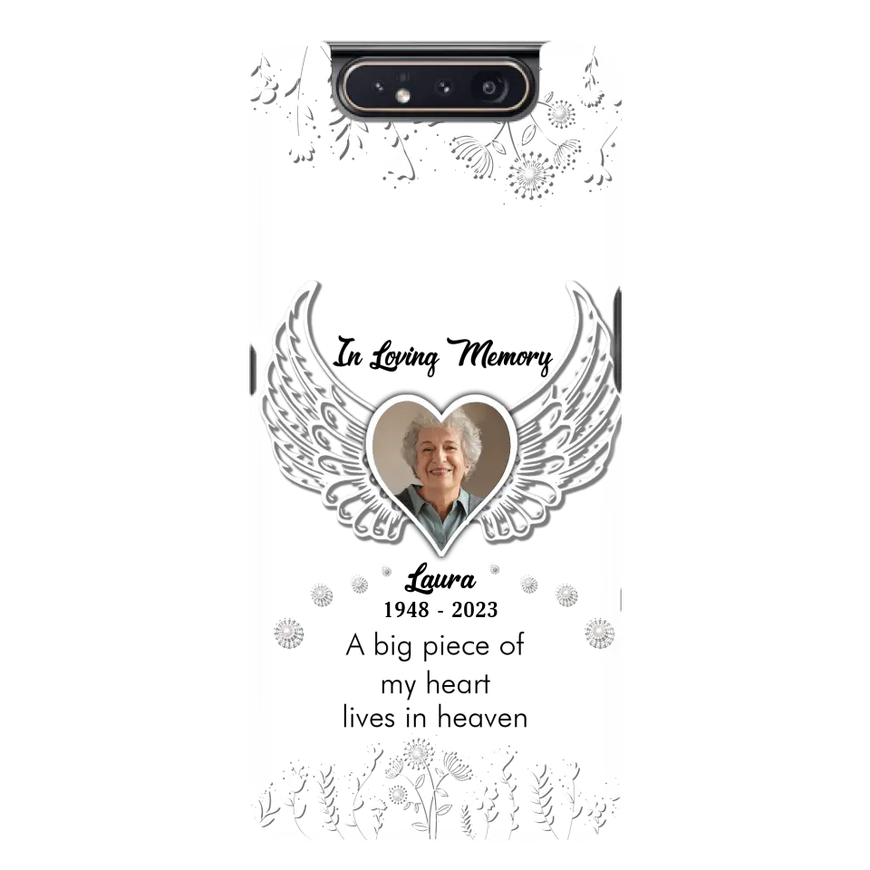 Personalized Memorial Phone Case - Upload Photo - Memorial Gift Idea For Family Member - A Big Piece Of My Heart Lives In Heaven - Case For iPhone/Samsung