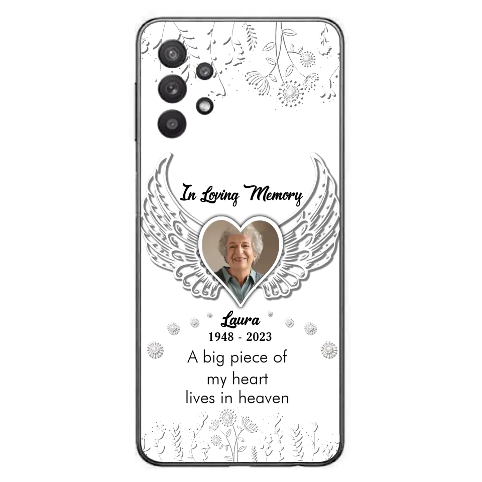 Personalized Memorial Phone Case - Upload Photo - Memorial Gift Idea For Family Member - A Big Piece Of My Heart Lives In Heaven - Case For iPhone/Samsung