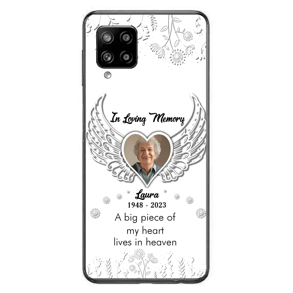 Personalized Memorial Phone Case - Upload Photo - Memorial Gift Idea For Family Member - A Big Piece Of My Heart Lives In Heaven - Case For iPhone/Samsung