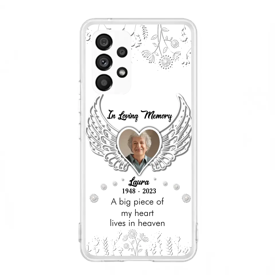 Personalized Memorial Phone Case - Upload Photo - Memorial Gift Idea For Family Member - A Big Piece Of My Heart Lives In Heaven - Case For iPhone/Samsung
