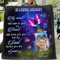 Personalized Memorial Quilt/Fleece Throw Blanket - Upload Photo - Memorial Gift Idea For Family Member - My Mind Still Talks To You
