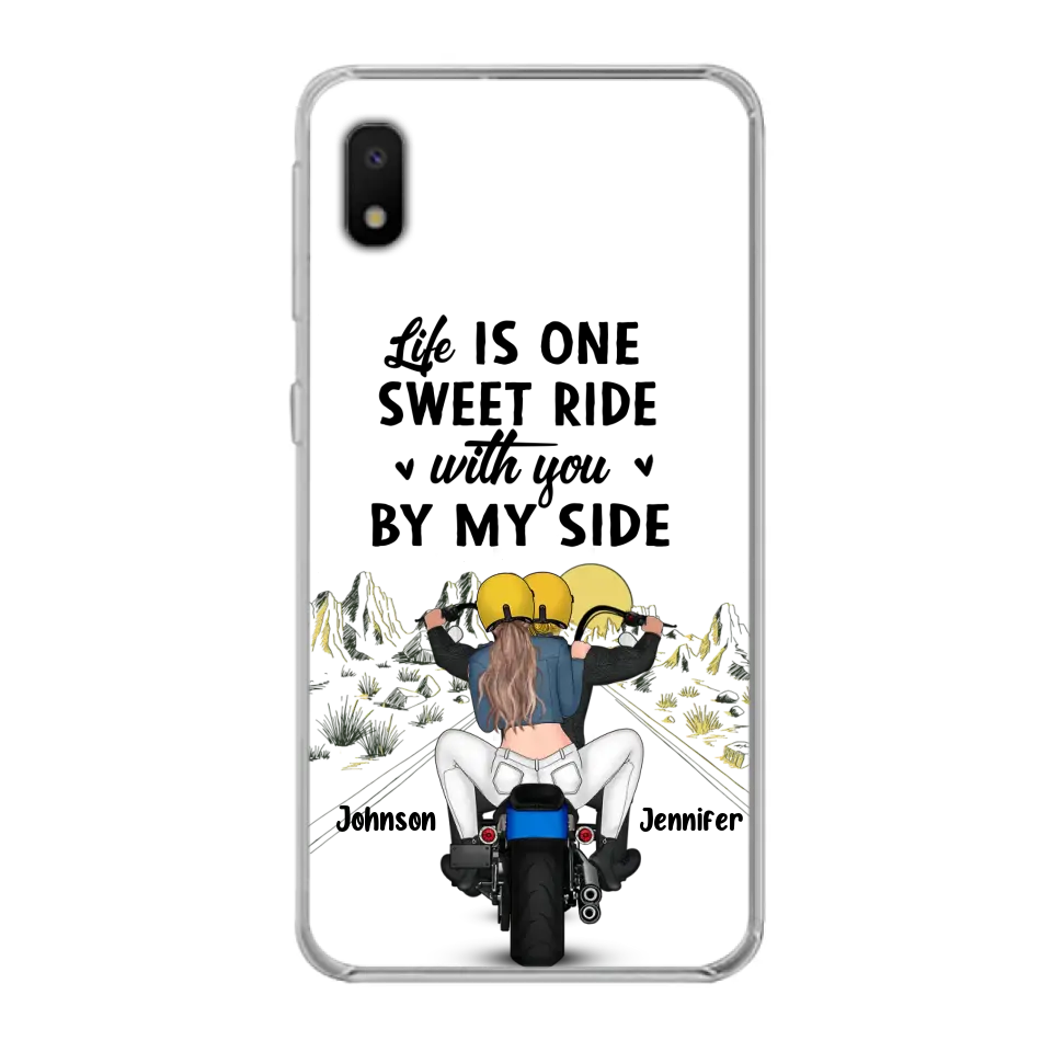 Personalized Couple Biker Phone Case - Gift Idea For Him/Gift To Husband From Wife - Life Is One Sweet Ride With You By My Side - Case For iPhone/Samsung