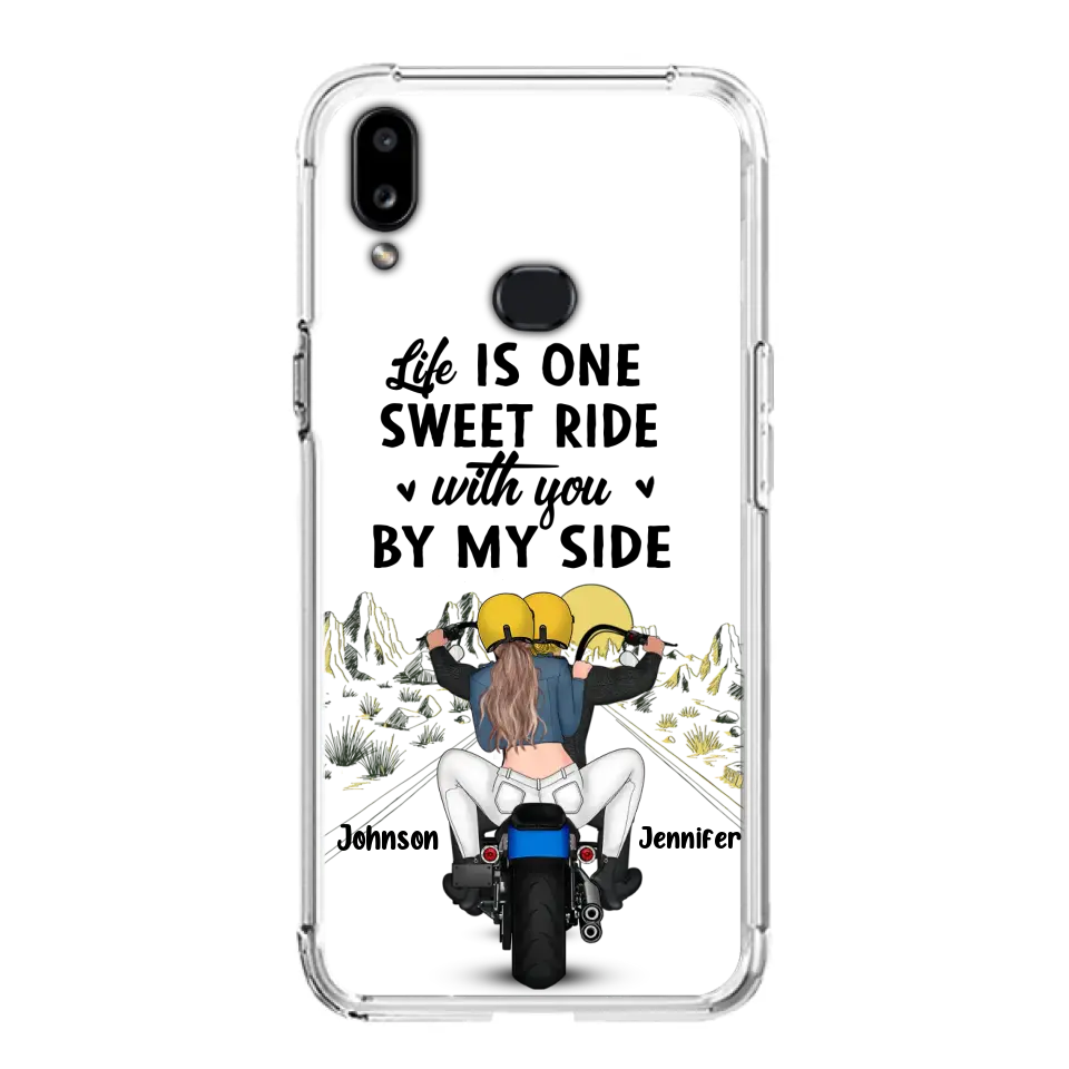 Personalized Couple Biker Phone Case - Gift Idea For Him/Gift To Husband From Wife - Life Is One Sweet Ride With You By My Side - Case For iPhone/Samsung