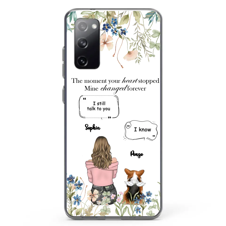 Personalized Memorial Dog Mom Phone Case - Up to 4 Dogs - Gift Idea for Dog Lovers/Owners - The Moment Your Heart Stopped Mine Changed Forever - Case For iPhone/Samsung