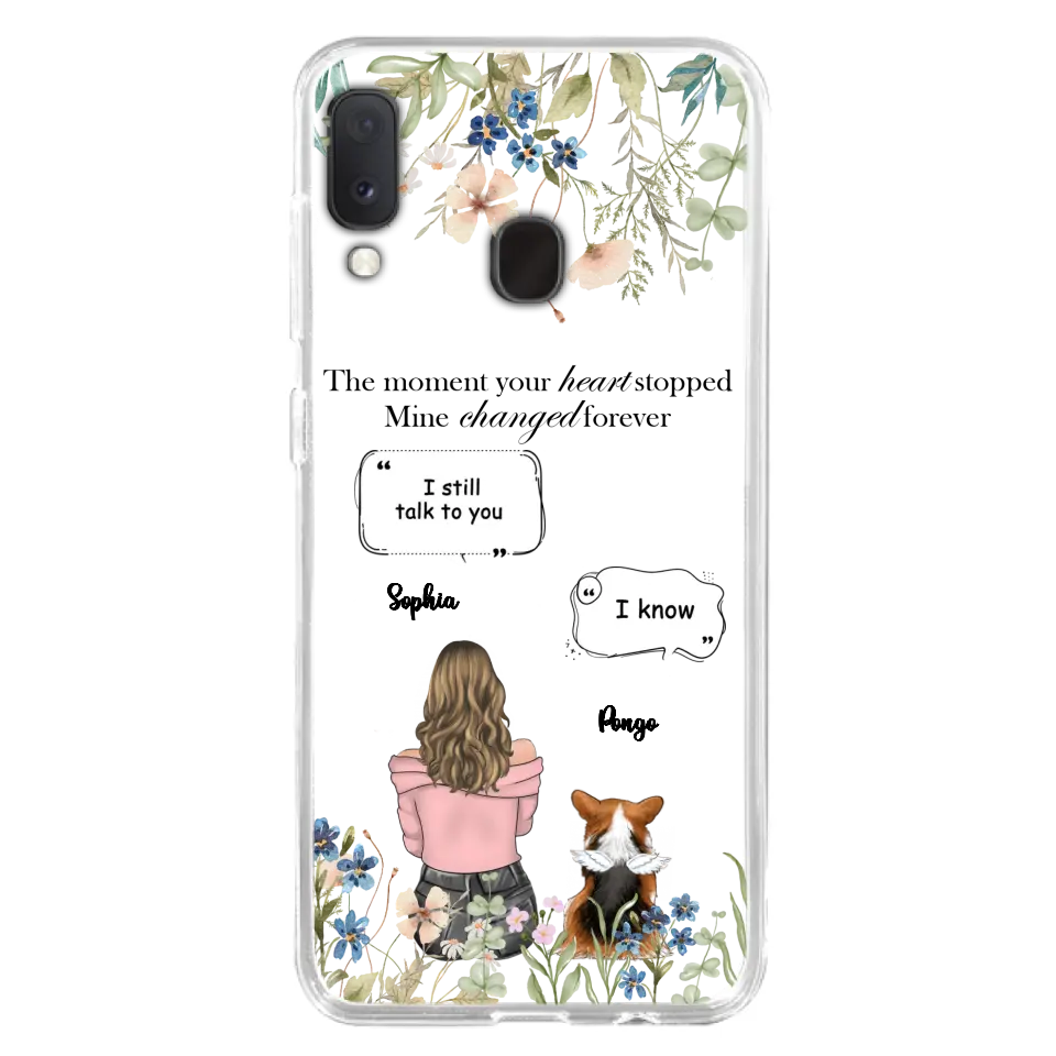 Personalized Memorial Dog Mom Phone Case - Up to 4 Dogs - Gift Idea for Dog Lovers/Owners - The Moment Your Heart Stopped Mine Changed Forever - Case For iPhone/Samsung