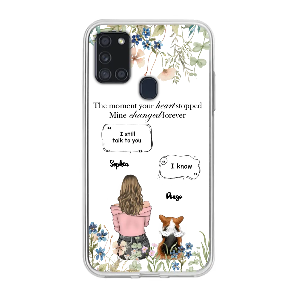 Personalized Memorial Dog Mom Phone Case - Up to 4 Dogs - Gift Idea for Dog Lovers/Owners - The Moment Your Heart Stopped Mine Changed Forever - Case For iPhone/Samsung