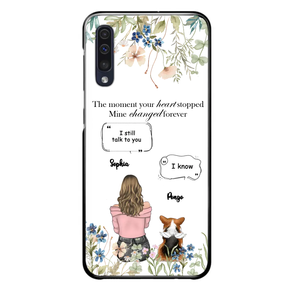 Personalized Memorial Dog Mom Phone Case - Up to 4 Dogs - Gift Idea for Dog Lovers/Owners - The Moment Your Heart Stopped Mine Changed Forever - Case For iPhone/Samsung
