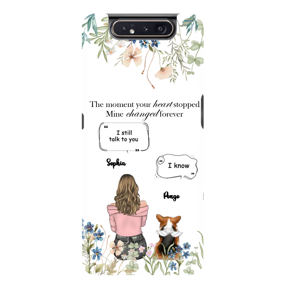 Personalized Memorial Dog Mom Phone Case - Up to 4 Dogs - Gift Idea for Dog Lovers/Owners - The Moment Your Heart Stopped Mine Changed Forever - Case For iPhone/Samsung