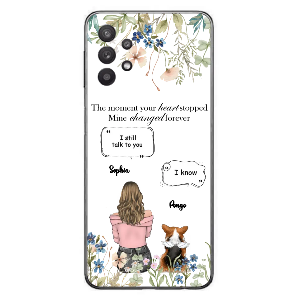 Personalized Memorial Dog Mom Phone Case - Up to 4 Dogs - Gift Idea for Dog Lovers/Owners - The Moment Your Heart Stopped Mine Changed Forever - Case For iPhone/Samsung