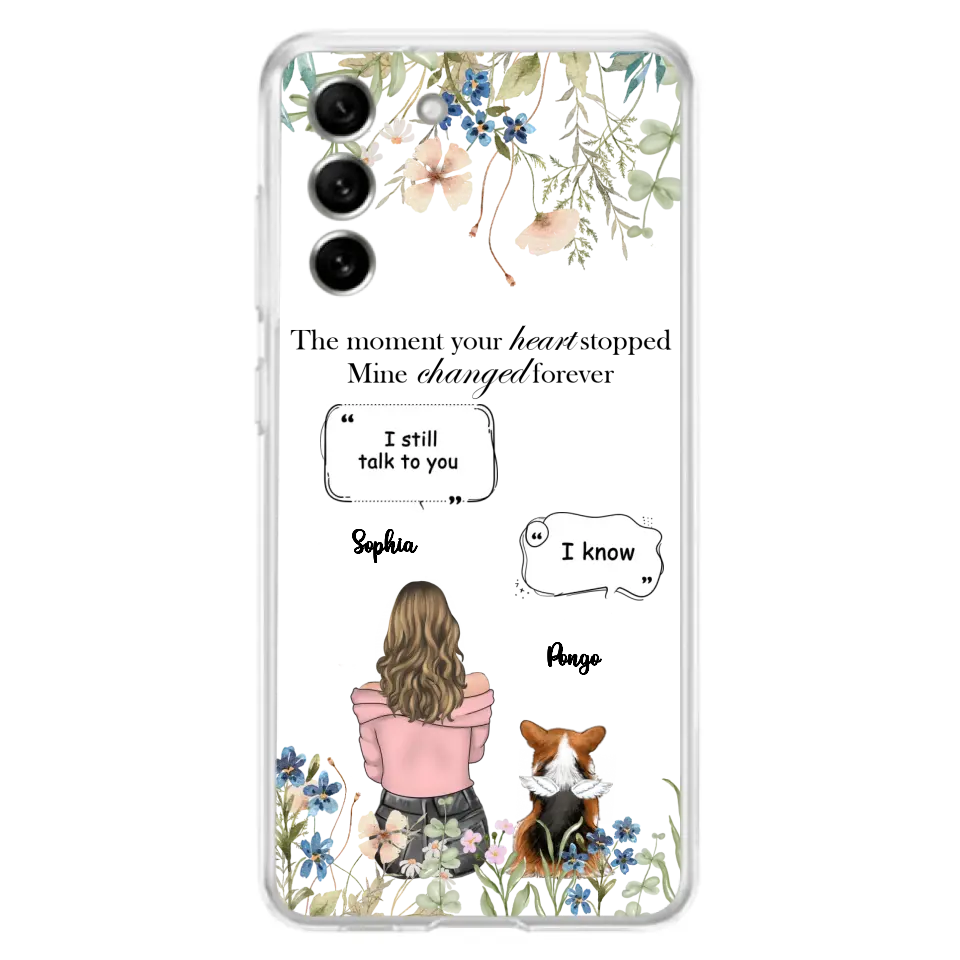 Personalized Memorial Dog Mom Phone Case - Up to 4 Dogs - Gift Idea for Dog Lovers/Owners - The Moment Your Heart Stopped Mine Changed Forever - Case For iPhone/Samsung