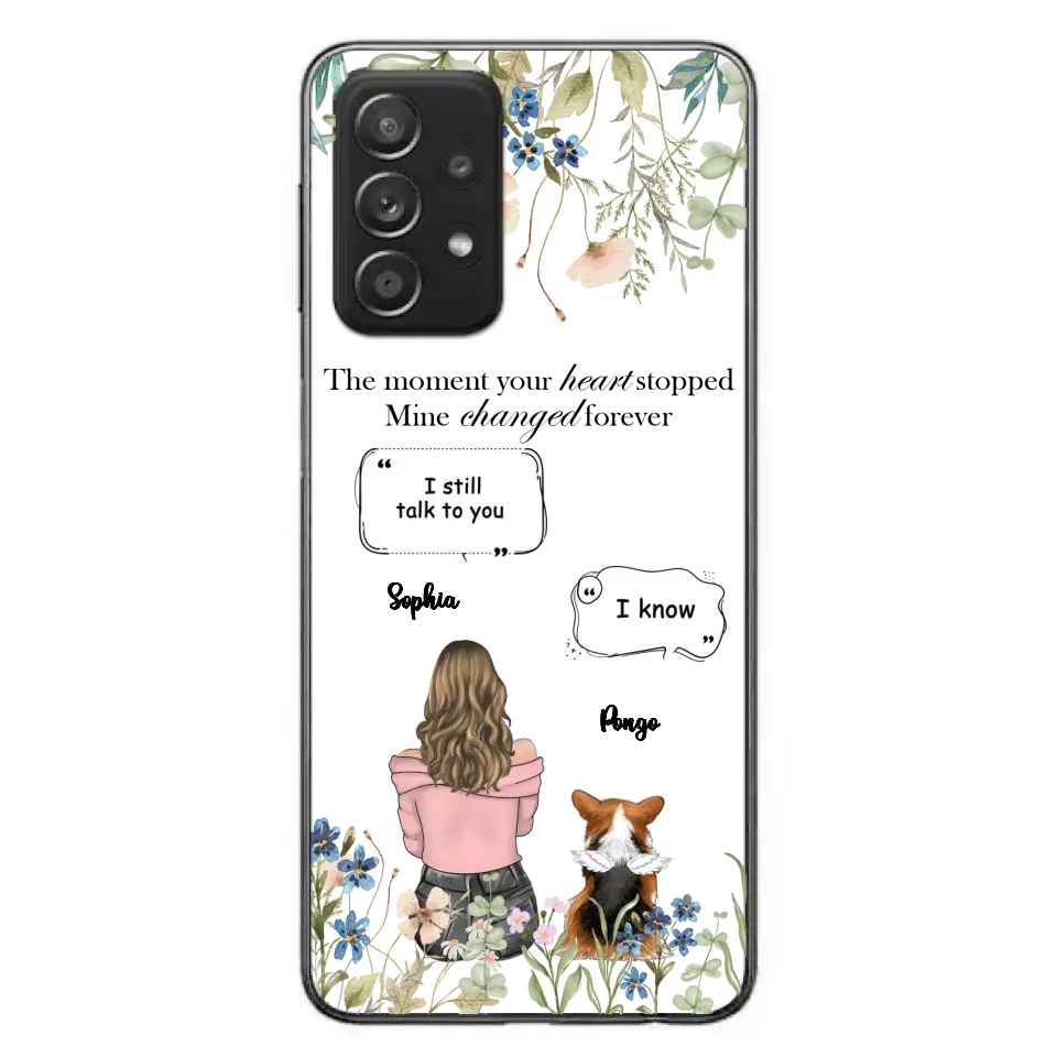 Personalized Memorial Dog Mom Phone Case - Up to 4 Dogs - Gift Idea for Dog Lovers/Owners - The Moment Your Heart Stopped Mine Changed Forever - Case For iPhone/Samsung