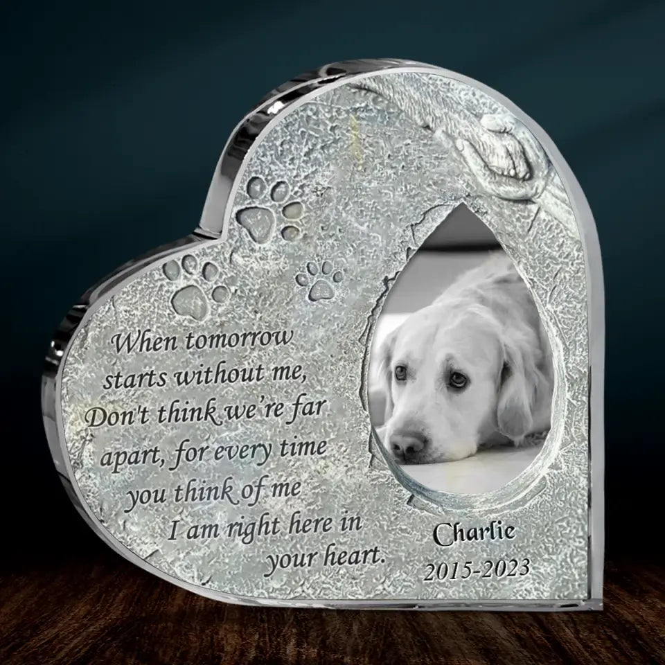 Personalized Memorial Crystal Heart - Gift Idea For Dog Owner - Upload Dog Photo - I Am Right Here In Your Heart