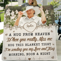 Personalized Memorial Fleece Throw Blanket & Quilt - Upload Photo - Memorial Gift Idea For Family Member - A Hug From Heaven